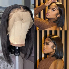 Karlami 12in bob wig lace front detail highlighting seamless HD lace