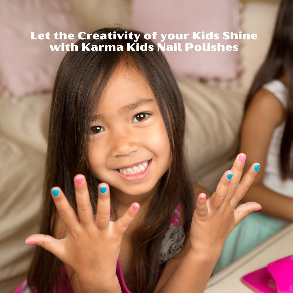 Karma Organic Kids applying polish demonstrates easy, kid-friendly application for mess-free nails