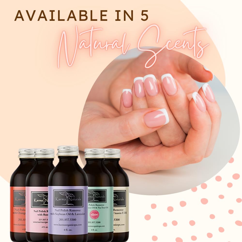 Karma Organic Nail Polish Remover wipes and cotton scene demonstrates easy removal without acetone