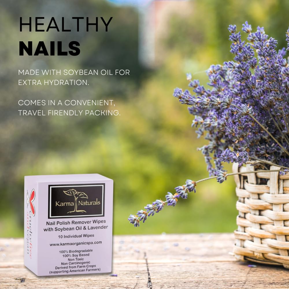 Karma Organic Nail Polish Remover Wipes vegan and cruelty-free, PETA approved.