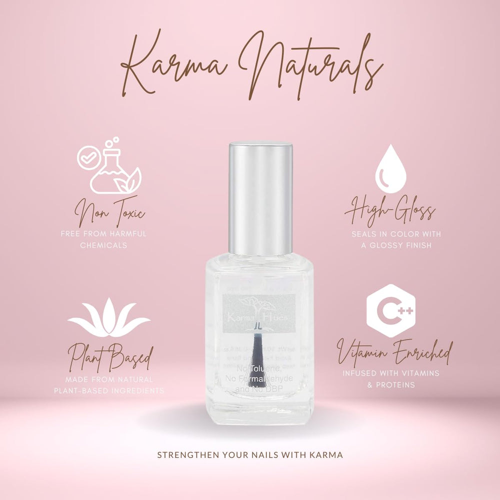 Karma Organic Triple 5 Base Coat softens cuticles for easy maintenance.