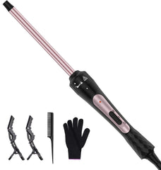 Karrong 3/8-inch curling iron close-up barrel with ceramic coating for smooth curls.