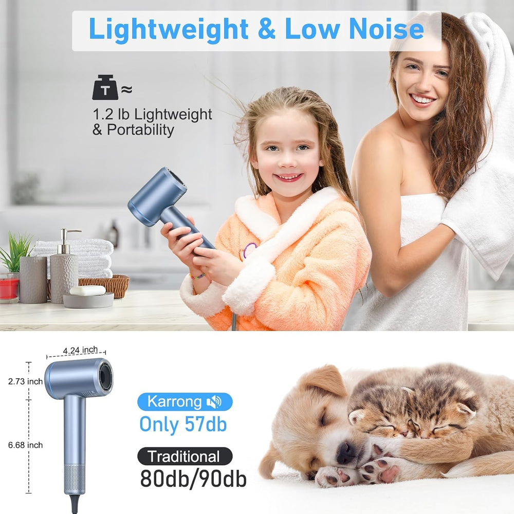 Karrong negative ions reduce static and add shine during drying.
