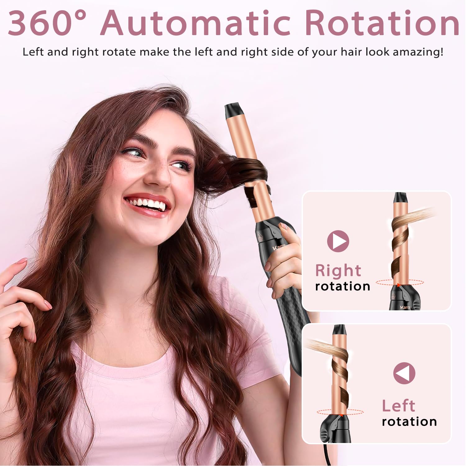 Karrong curling iron clip close-up showing secure grip for precise curls.