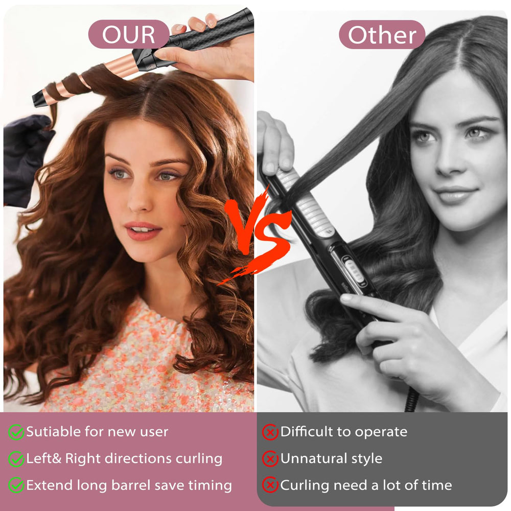 Karrong curling iron safety features include auto shut-off and cool-tip protection.