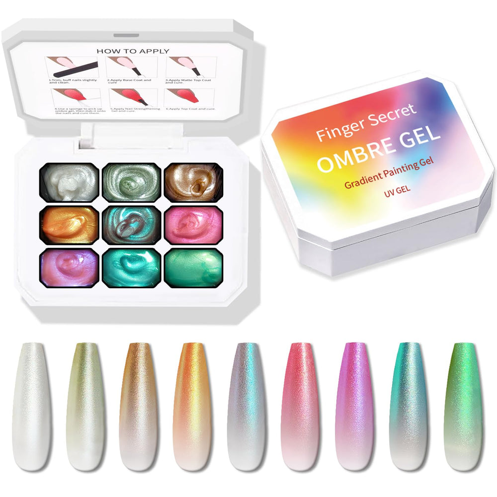 Karroy 9 colors palette offering rich, bold ombre nail options.