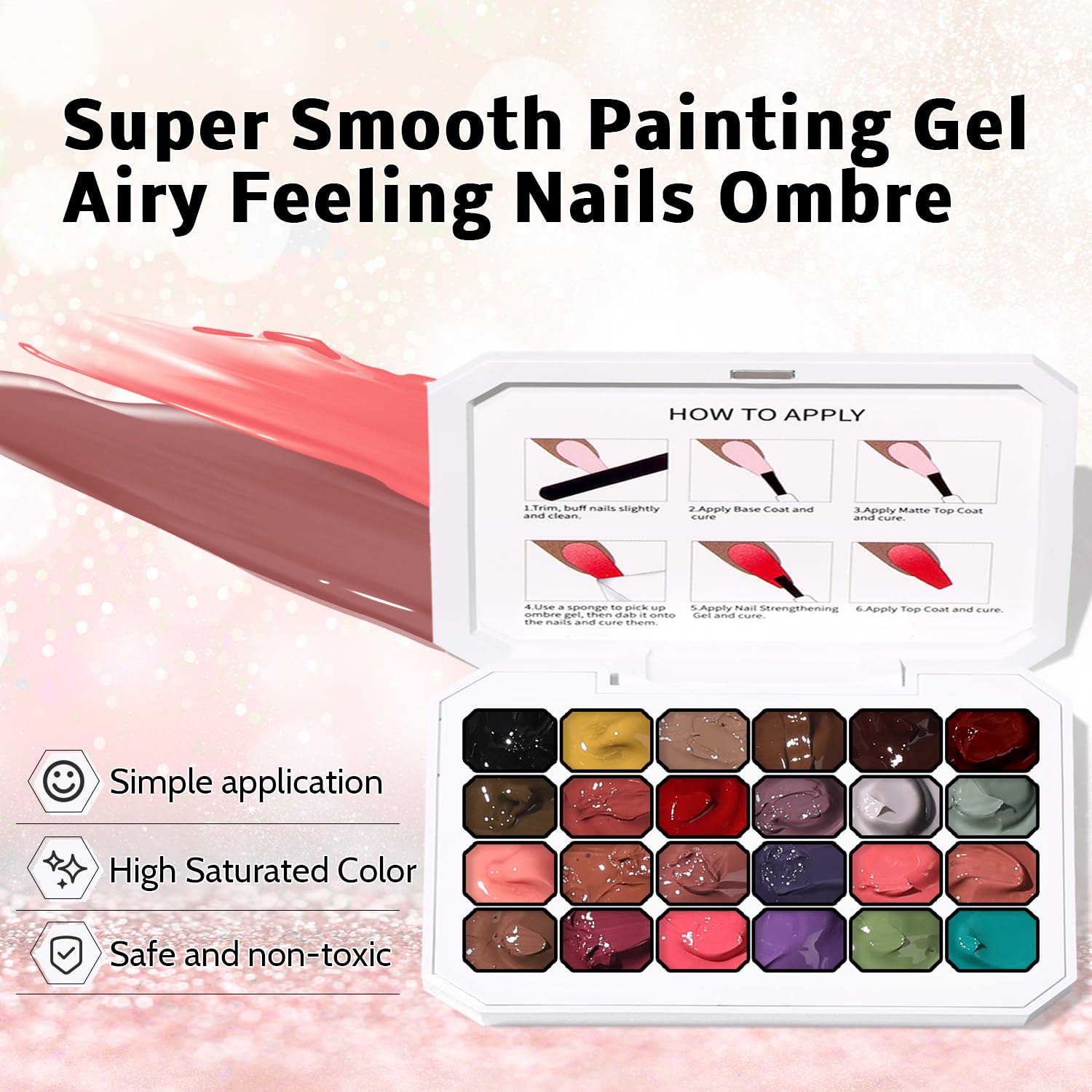 Karroy sponge pat close-up demonstrates precise color tapping for gradient nails.