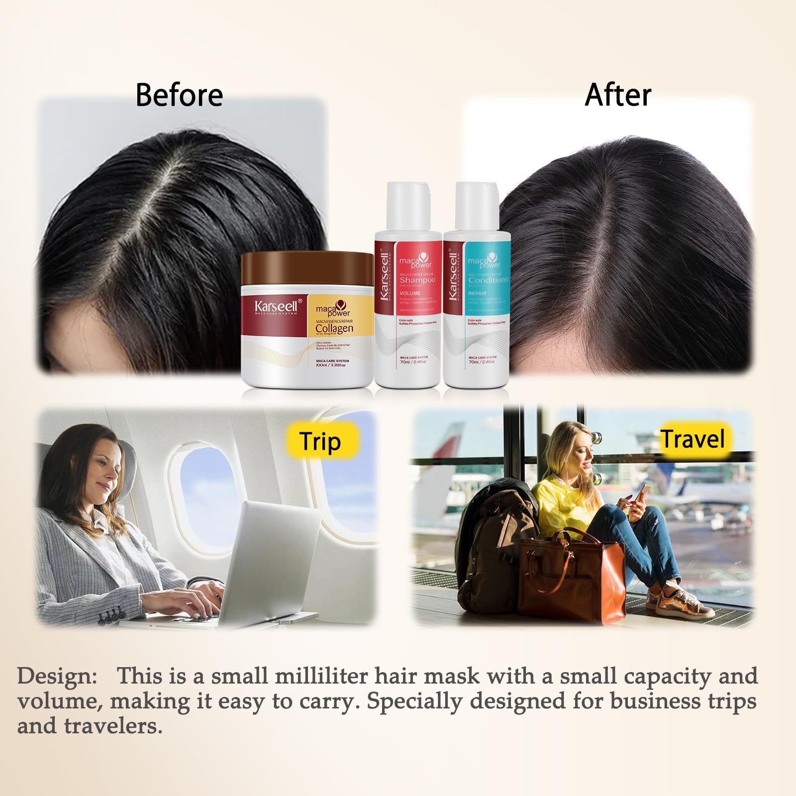 Karseell collagen hair mask 100ml tub provides deep nourishment.