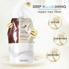 Karseell collagen hair treatment packaging design highlights light and moisture protection.