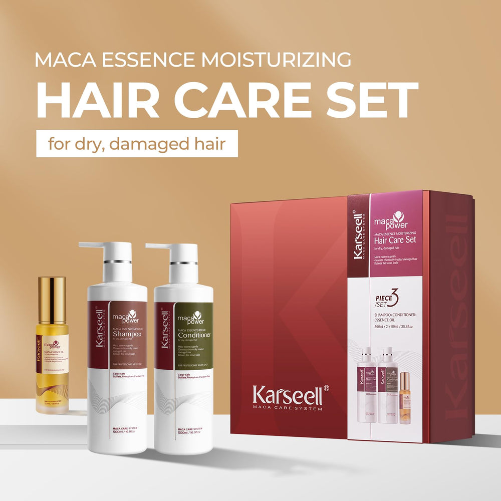 Karseell conditioner bottle close-up emphasizes deep conditioning for damaged strands.