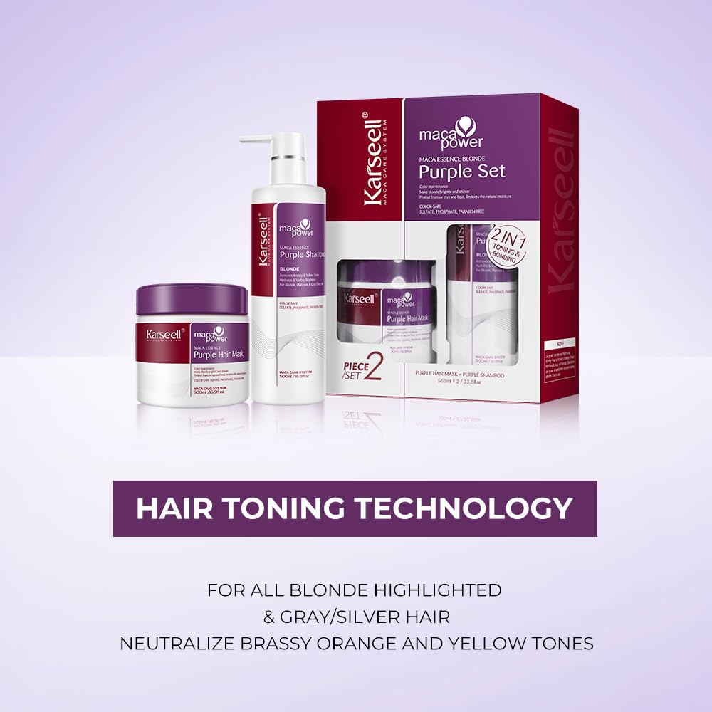 Karseell Maca Power Purple Hair Brightness visual highlights enhanced color and shine.