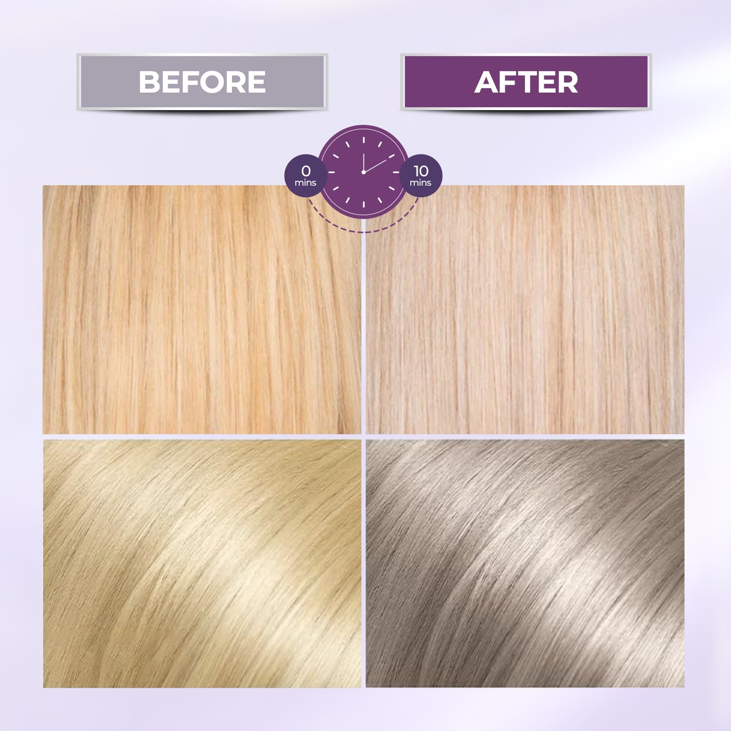 Karseell Purple Hair Mask resulting toned hair with reduced brassiness