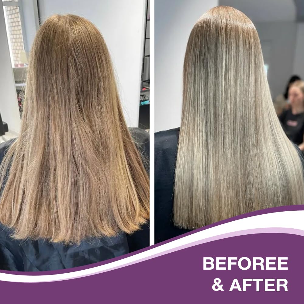 Karseell Purple Hair Mask on blonde hair adds healthy-looking shine.