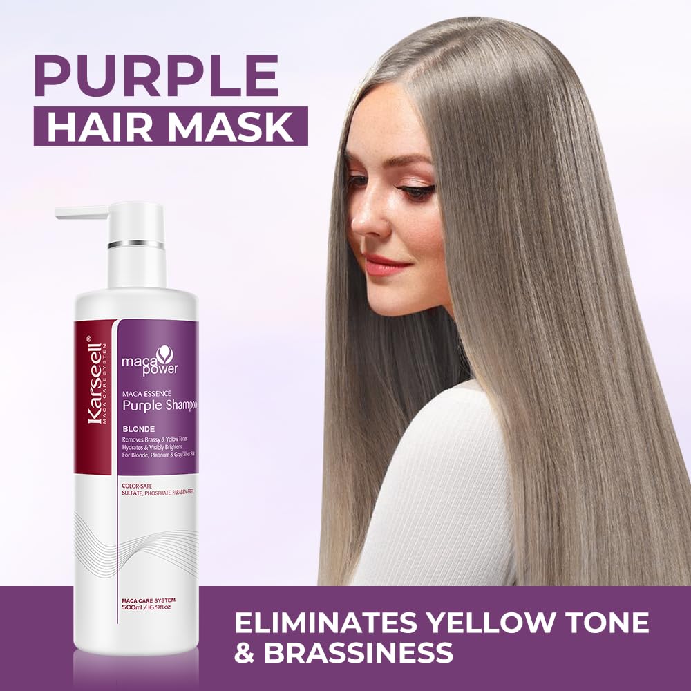 Karseell Purple Shampoo lather close-up showing rich purple pigments for toning