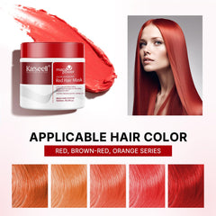 Karseell red hair mask jar closeup highlighting glossy, hydrated strands