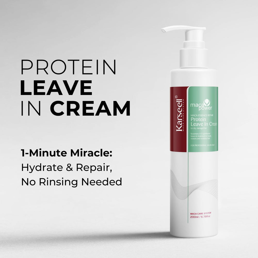 Karseell Repair Protein Cream application on damp hair highlighting detangling and moisture benefits.