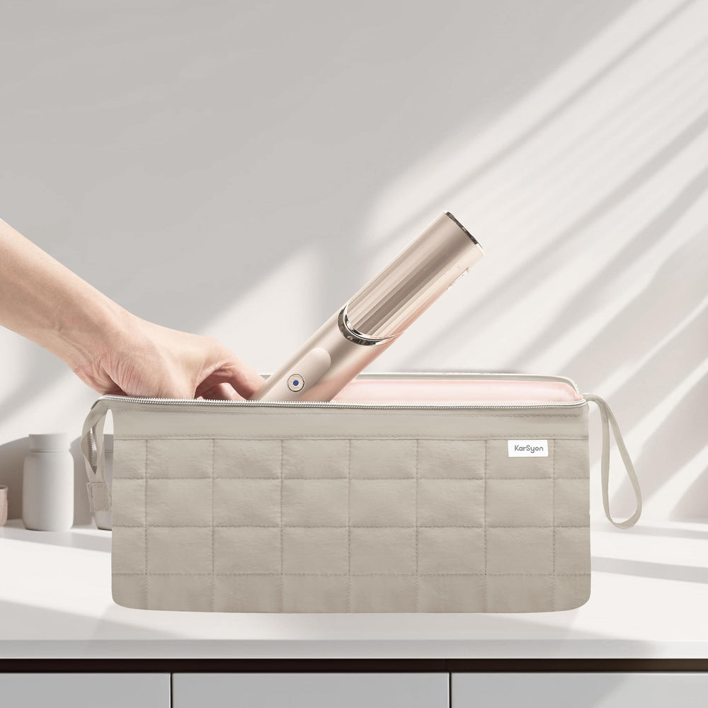 KarSyon Airwrap case inside shows organized compartments for tools and attachments.