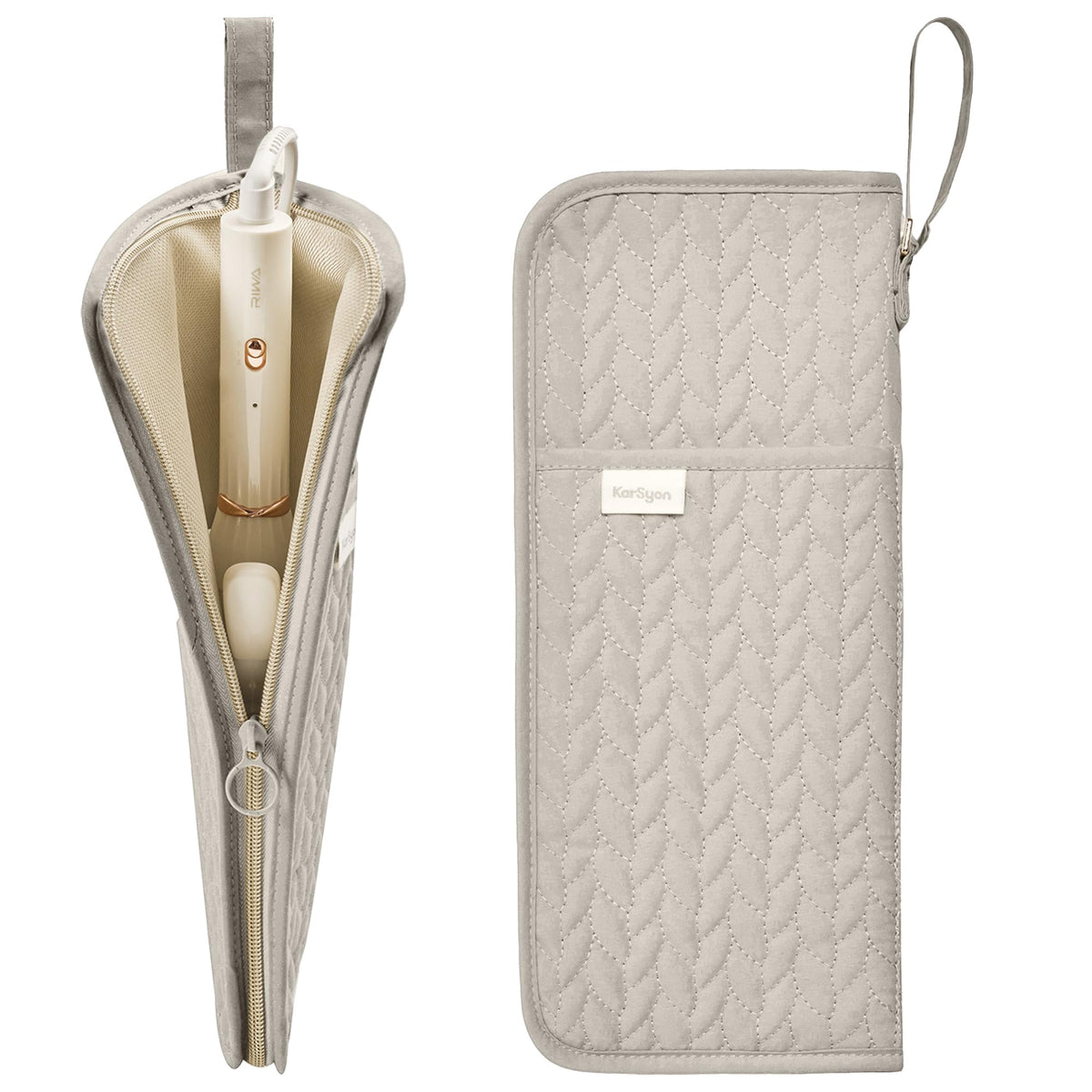 KarSyon hot tools organizer camel mat open keeps countertops clutter-free during styling sessions.