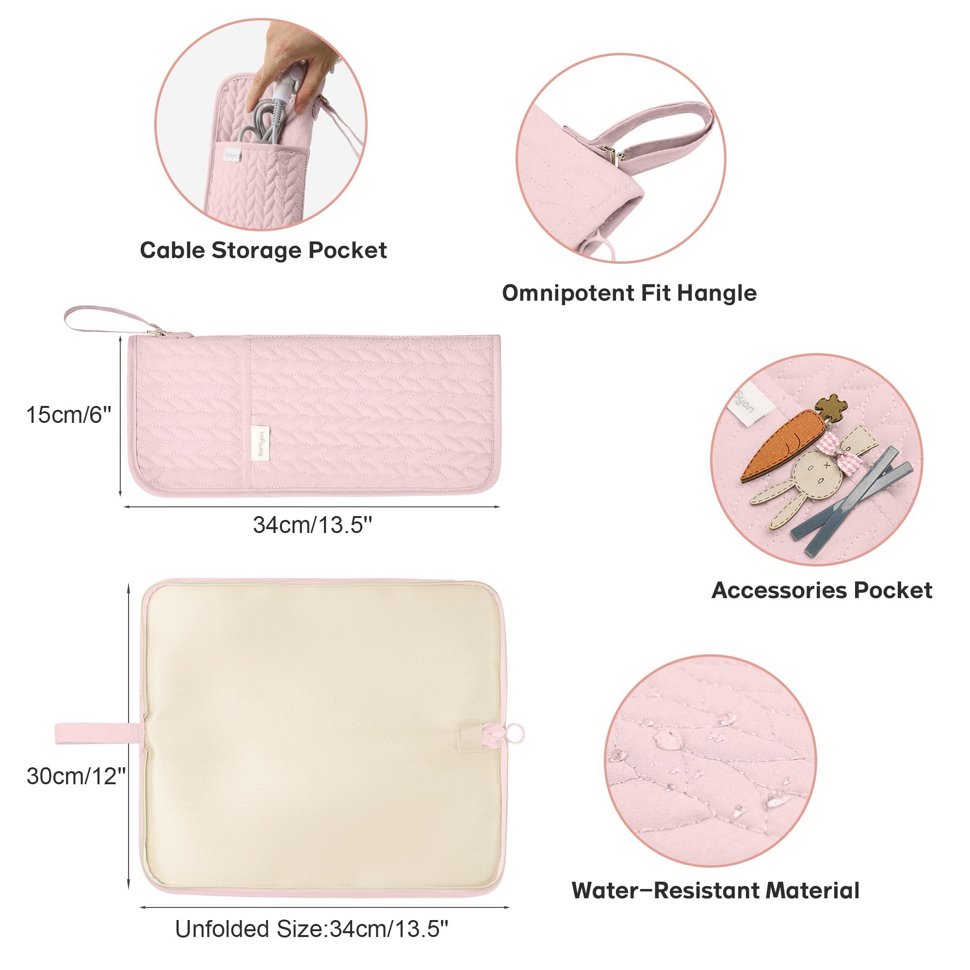 KarSyon hot tools organizer pink peach-skin fabric feels soft yet durable for protection.