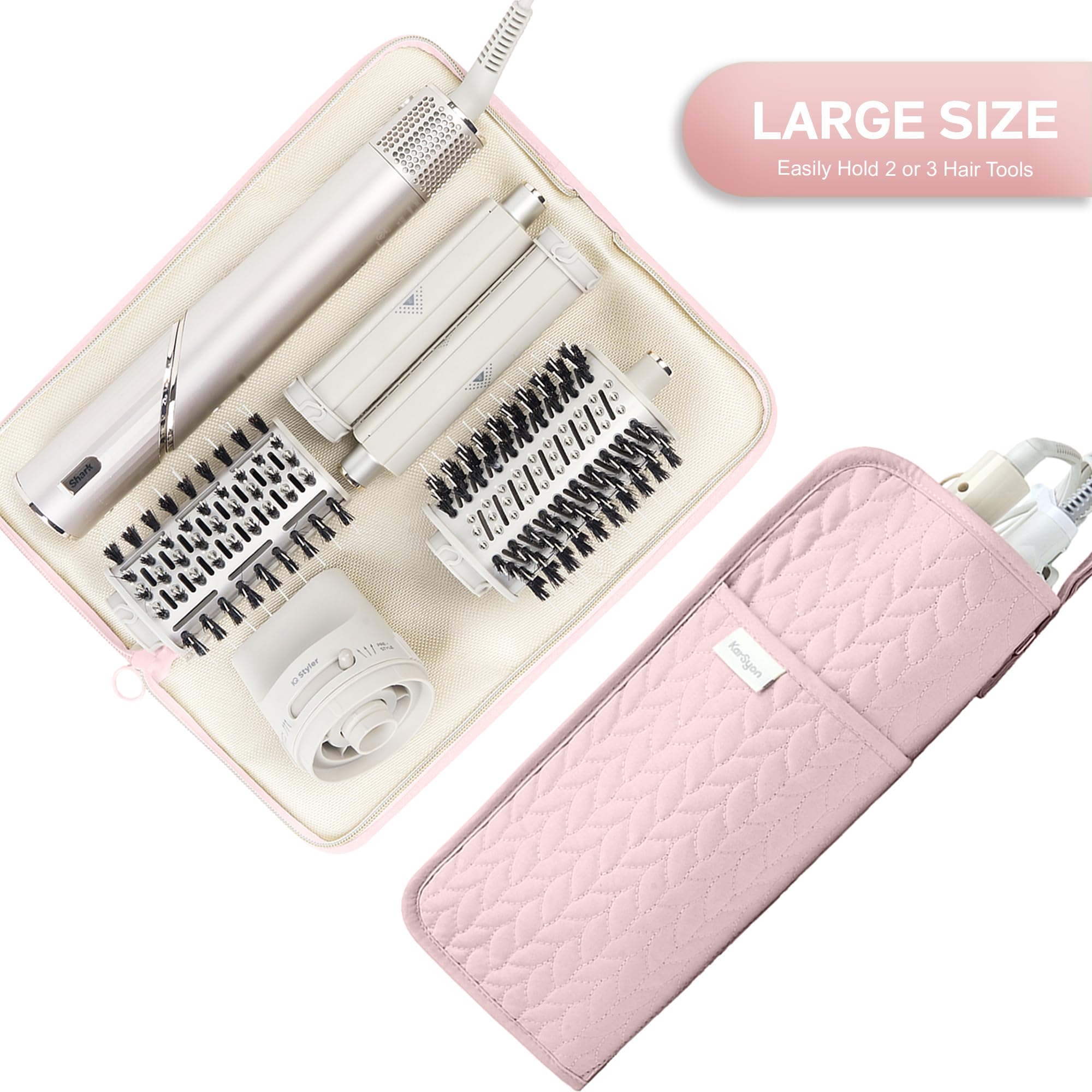 KarSyon hot tools organizer pink pouch keeps styling tools neatly stored and ready for travel.