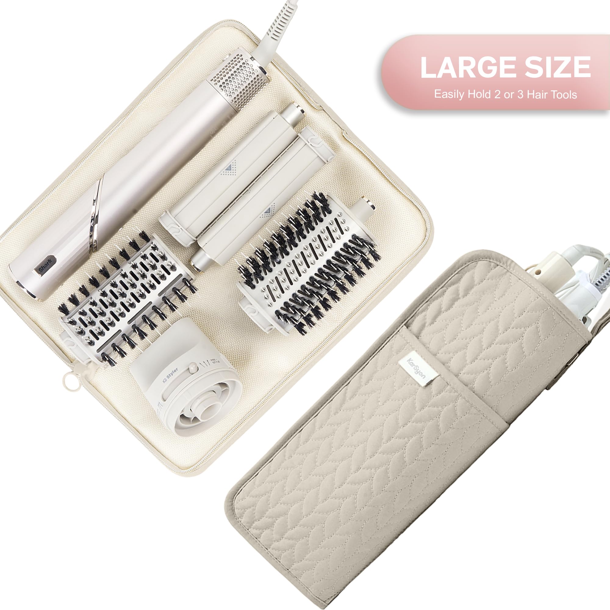 KarSyon travel bag heat-resistant case camel shows portable protection for hot tools on trips.