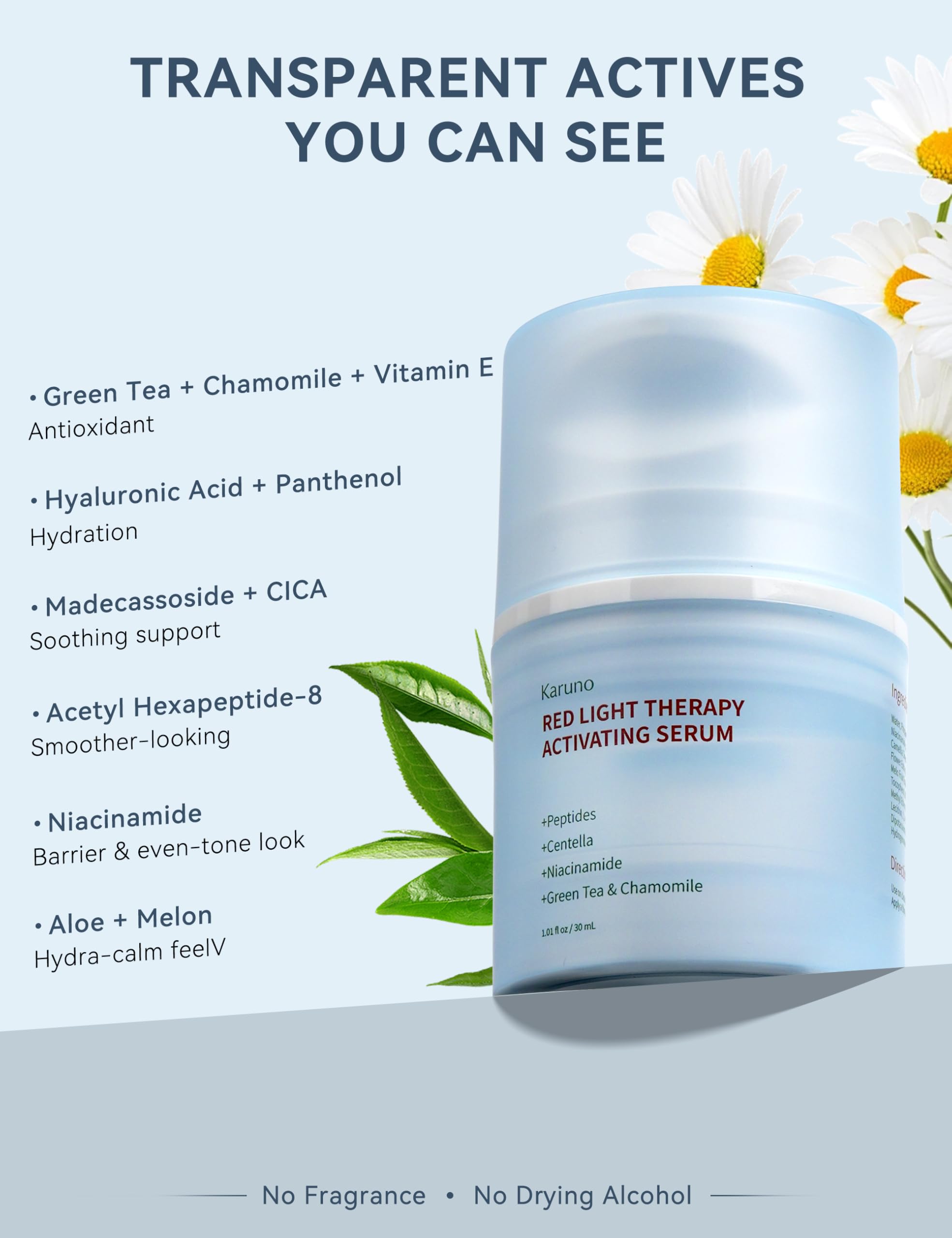 KARUNO activation serum pour demonstrates smooth glide for wand-based facial devices.