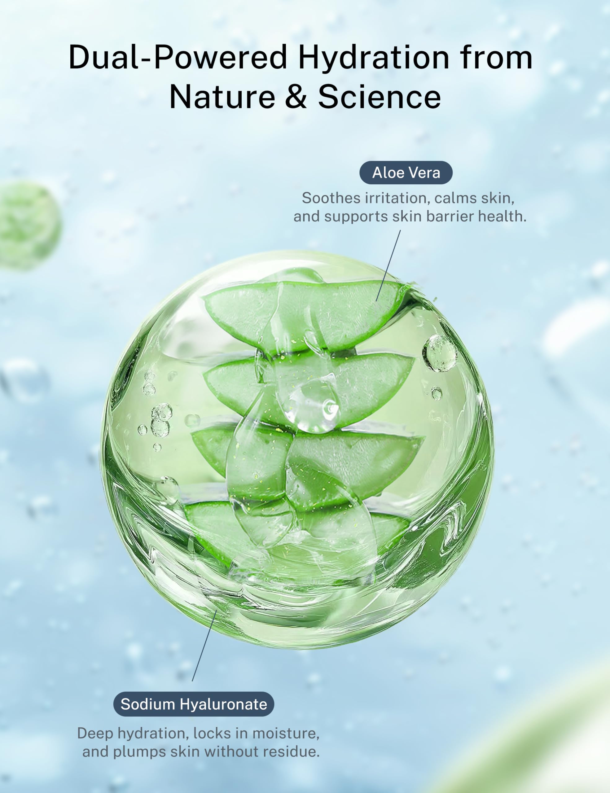KARUNO hyaluronic acid gel closeup showing hydrating, plumping benefits for skin.