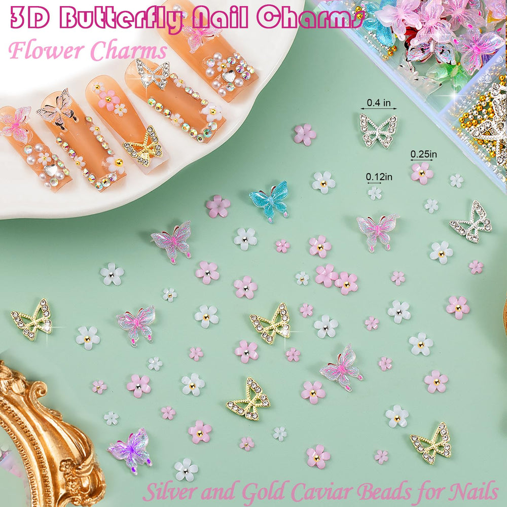 Kasither flores 3D para uñas, textura y brillo en tus uñas.