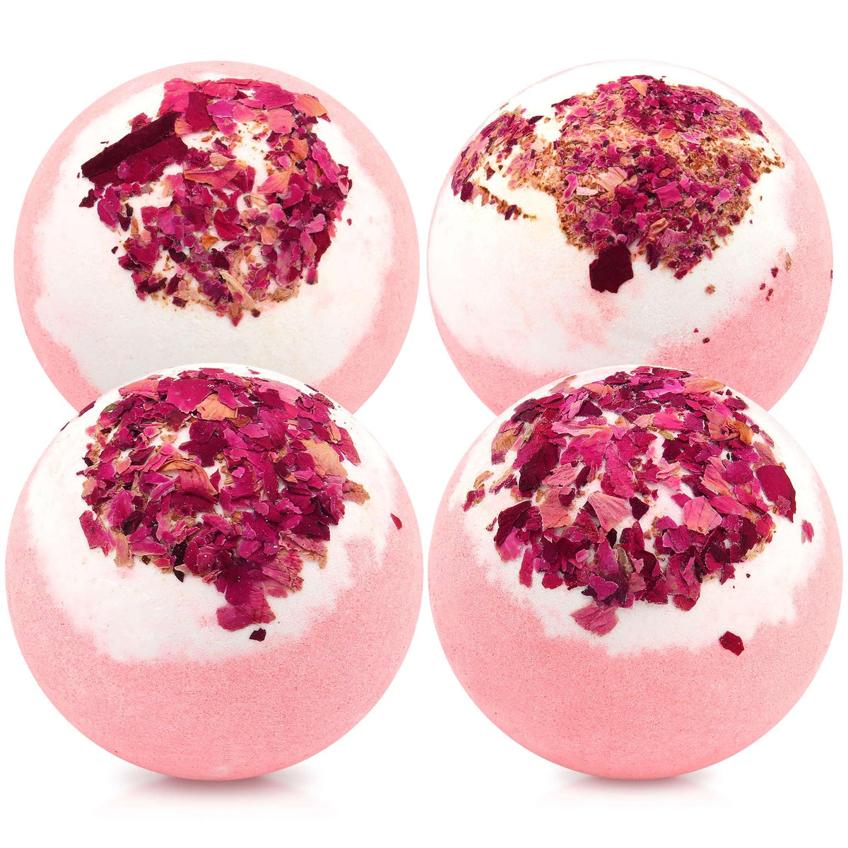 KASTU dried flower bath bombs gift box shows four-pack for gifting and spa moments