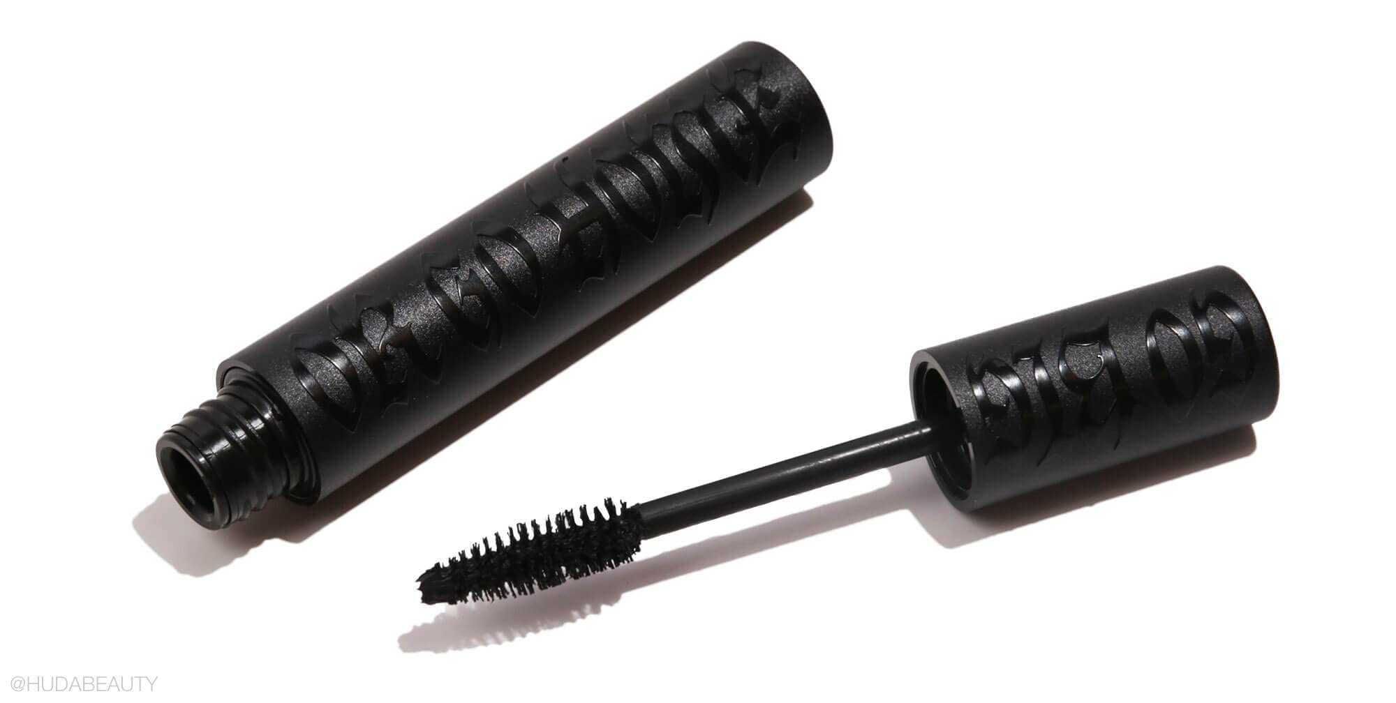 Kat Von D Go Big or Go Home Trooper Black lashes after application with rich black finish.