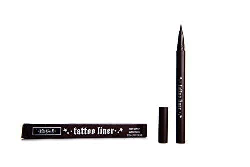 Kat Von D Tattoo Liner Mad Max Brown waterproof swatch indicating transfer-proof wear.