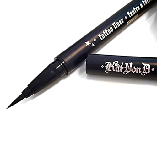 Kat Von D Tattoo Liner Trooper Black wear test highlighting long-lasting performance.