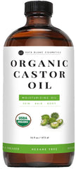 Kate Blanc Cosmetics Castor Oil 16oz glass bottle for nourishing lashes.