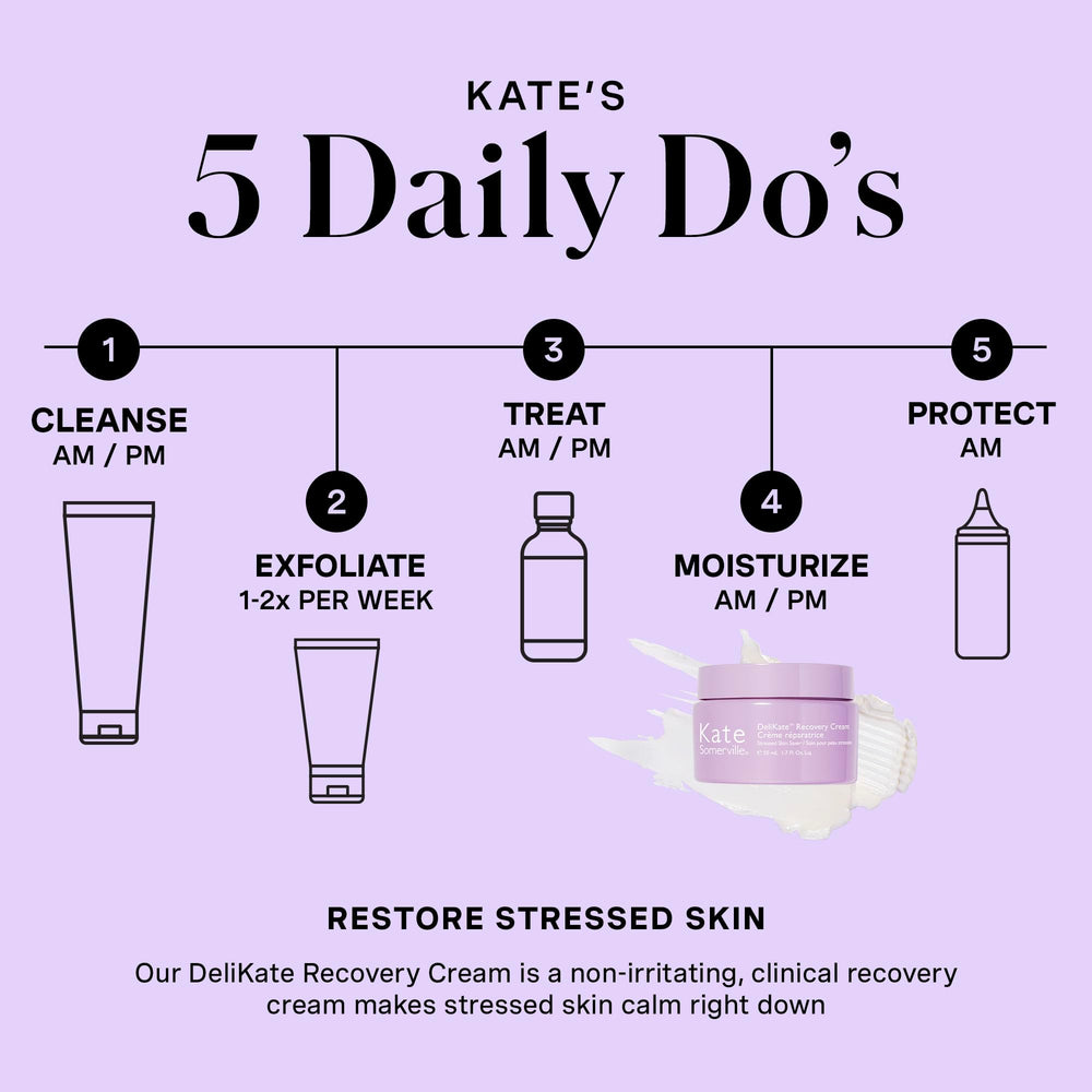 Kate Somerville DeliKate Recovery Cream label shows clean, paraben-free formula