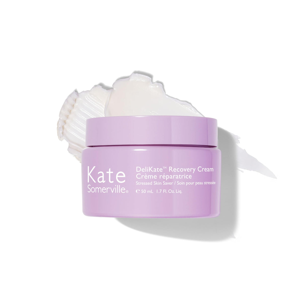 Kate Somerville DeliKate Recovery Cream tube closeup showing calming irritated skin benefits