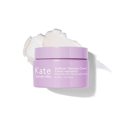 Kate Somerville DeliKate Recovery Cream tube closeup showing calming irritated skin benefits