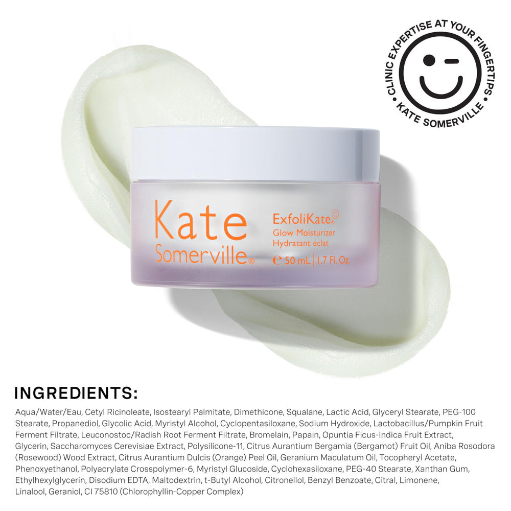 Jar back view highlighting premium skincare packaging for Kate Somerville Glow Moisturizer