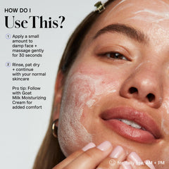 Kate Somerville Goat Milk Moisturizing Cleanser ingredients feature Manuka Honey, Jojoba, Avocado oils.