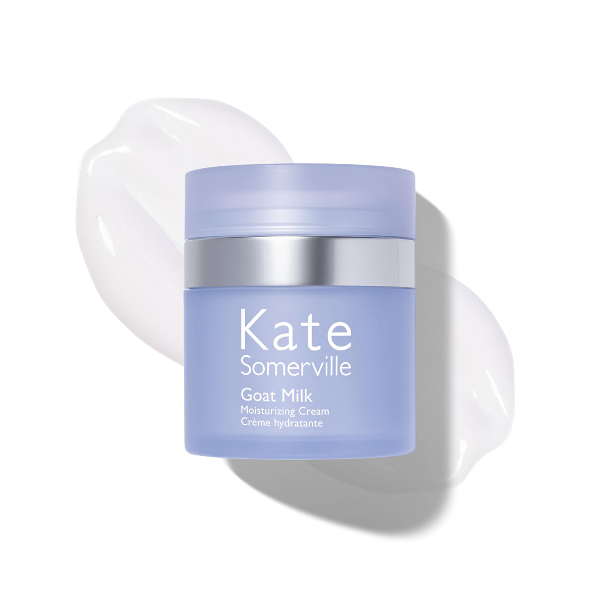 Kate Somerville Goat Milk Moisturizing Cream bottle close-up for daily hydrating routine.