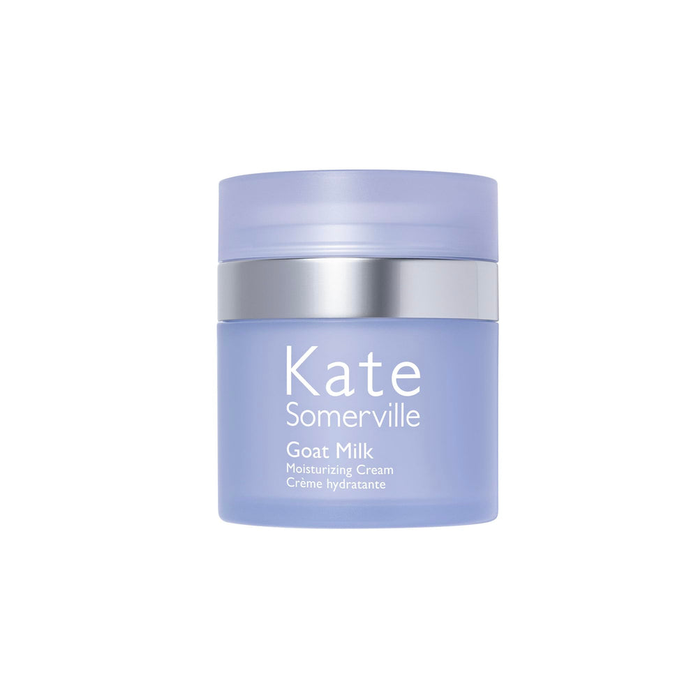 Kate Somerville Goat Milk Moisturizing Cream packaging box front highlights fragrance-free formula.