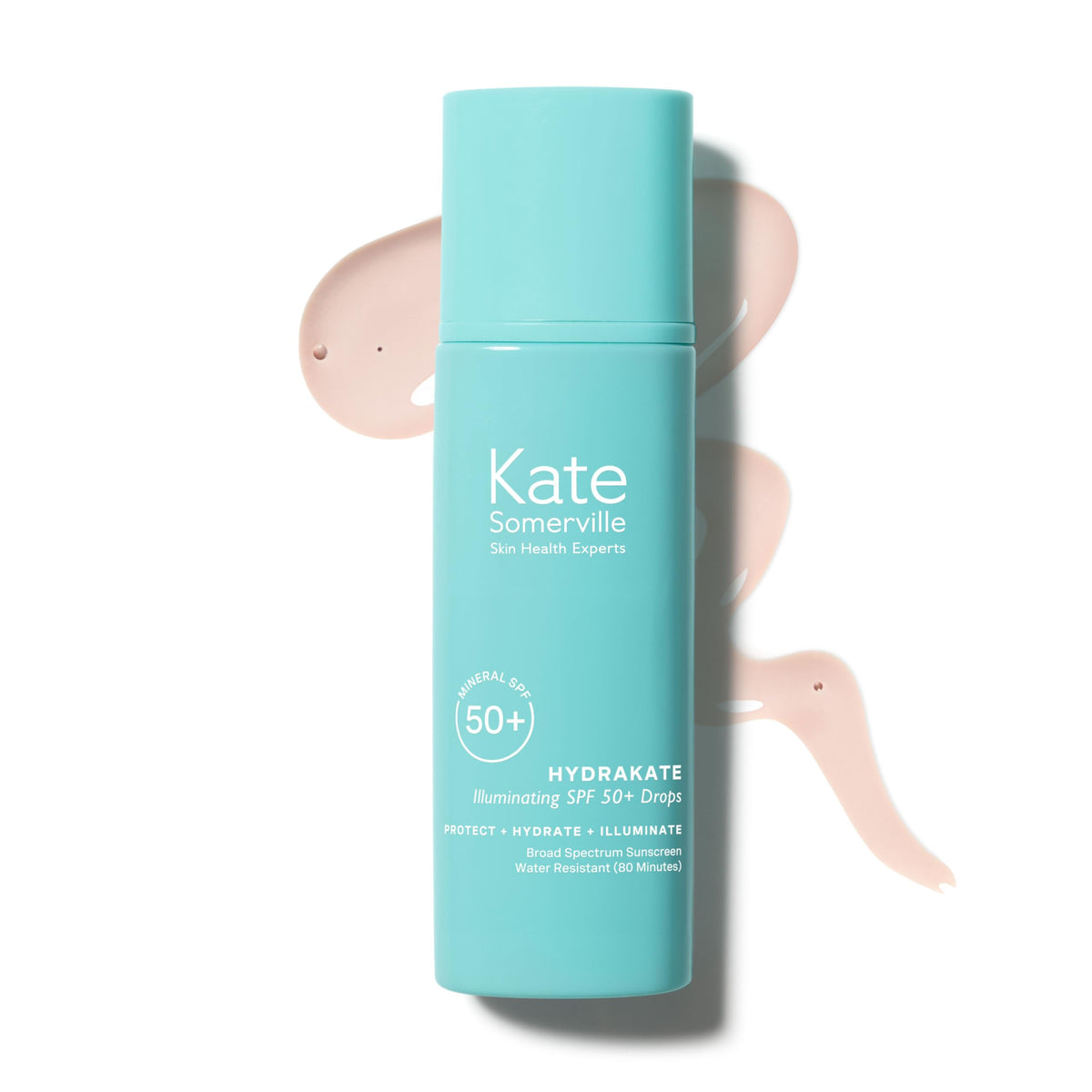 Kate Somerville HydraKate Illuminating Sunscreen Drops packshot with radiant tint and glow-ready finish
