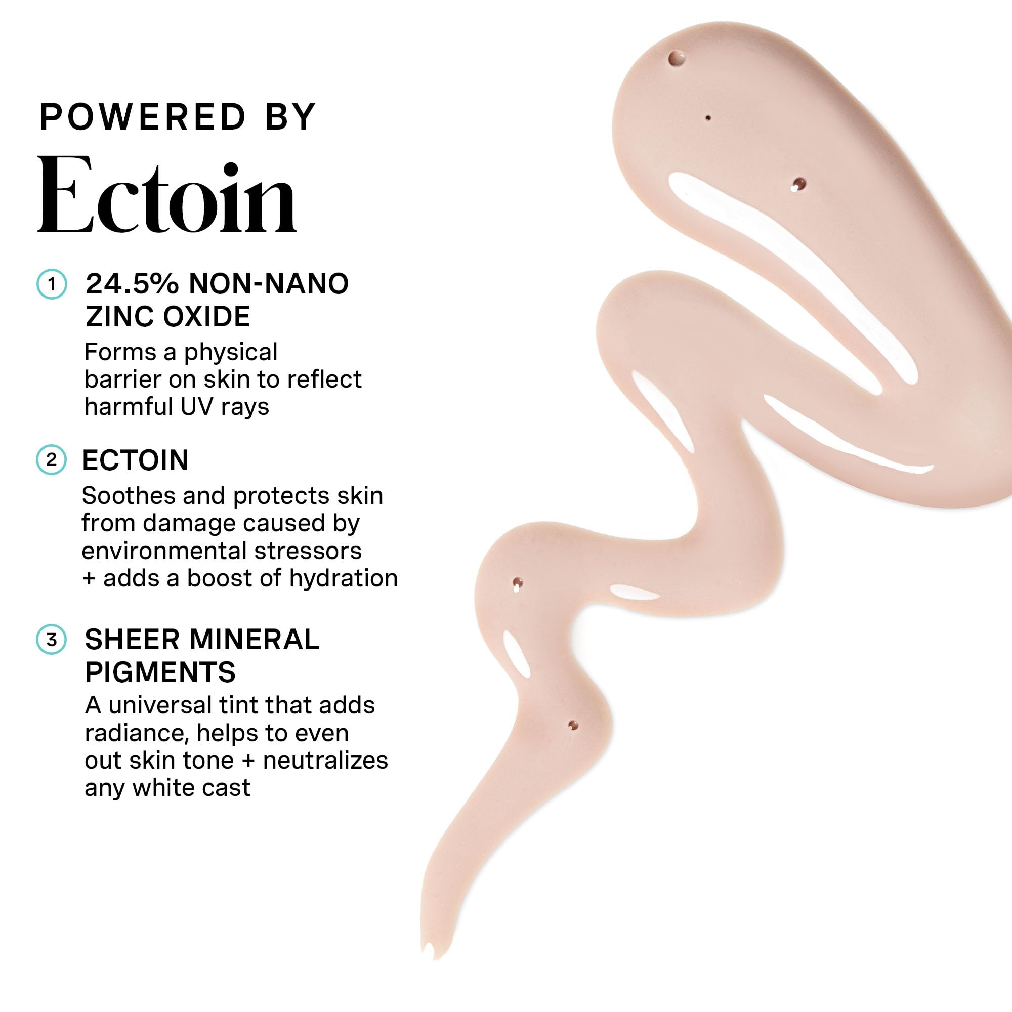 Texture swirl of HydraKate sunscreen shows luminous tint blending into skin
