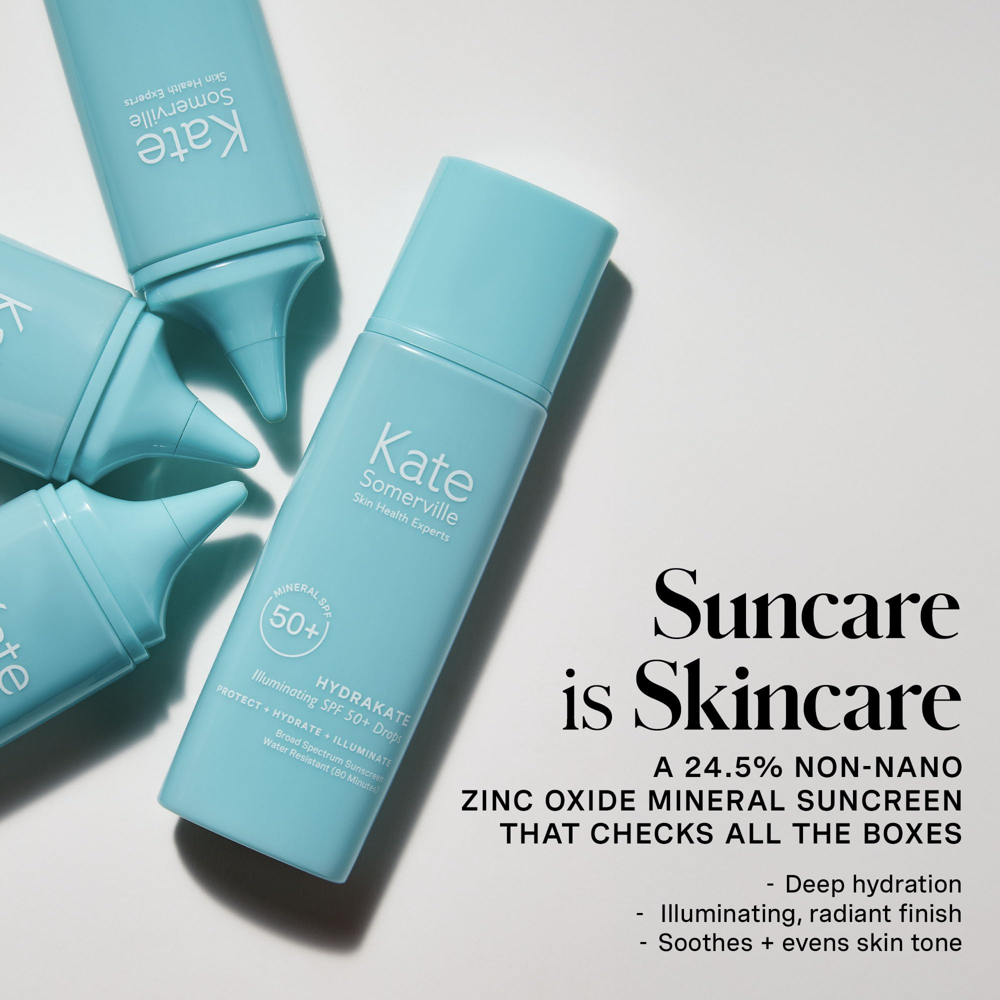 On-skin application view of HydraKate tinted sunscreen for seamless coverage