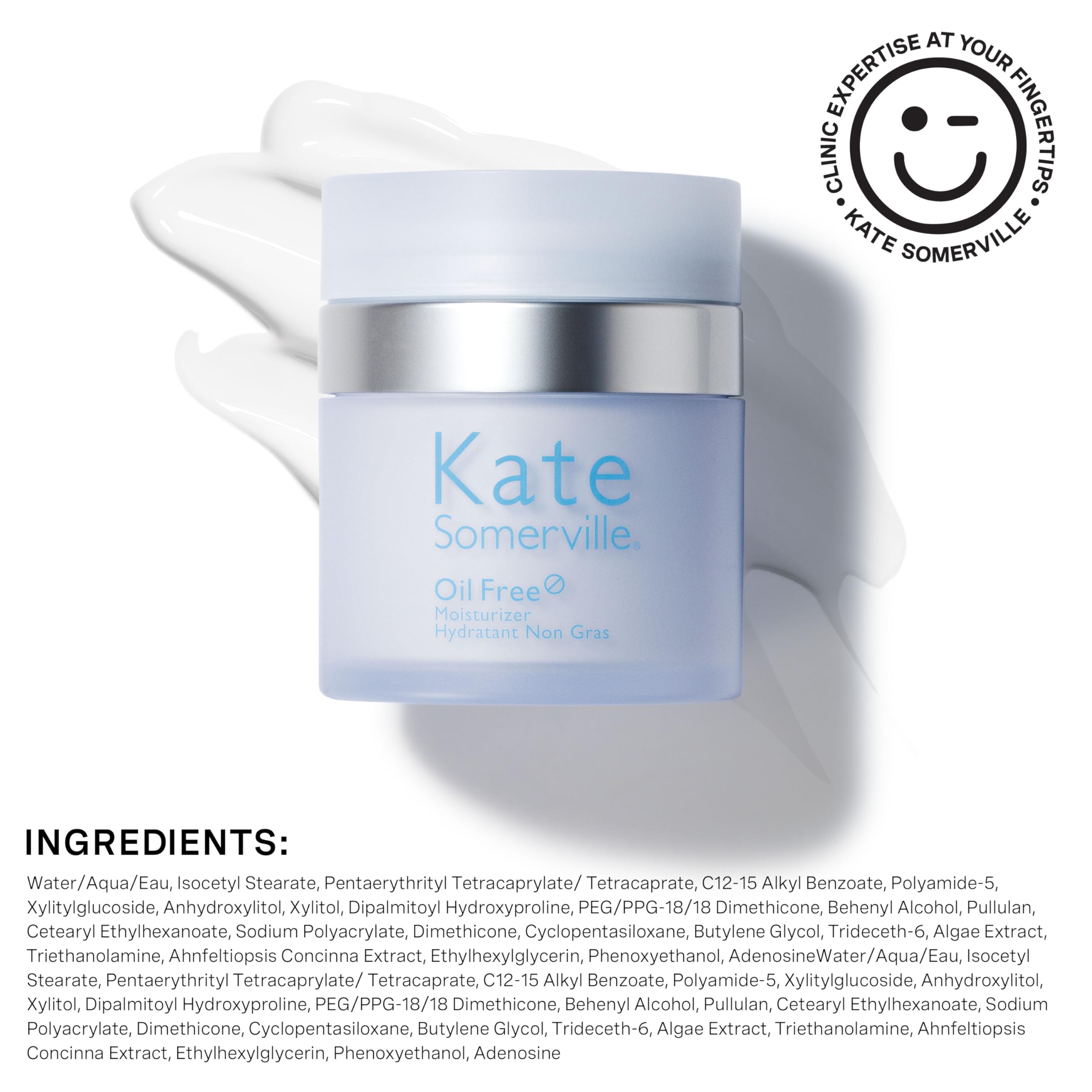 Matte finish after applying Kate Somerville Oil Free Moisturizer reduces shine
