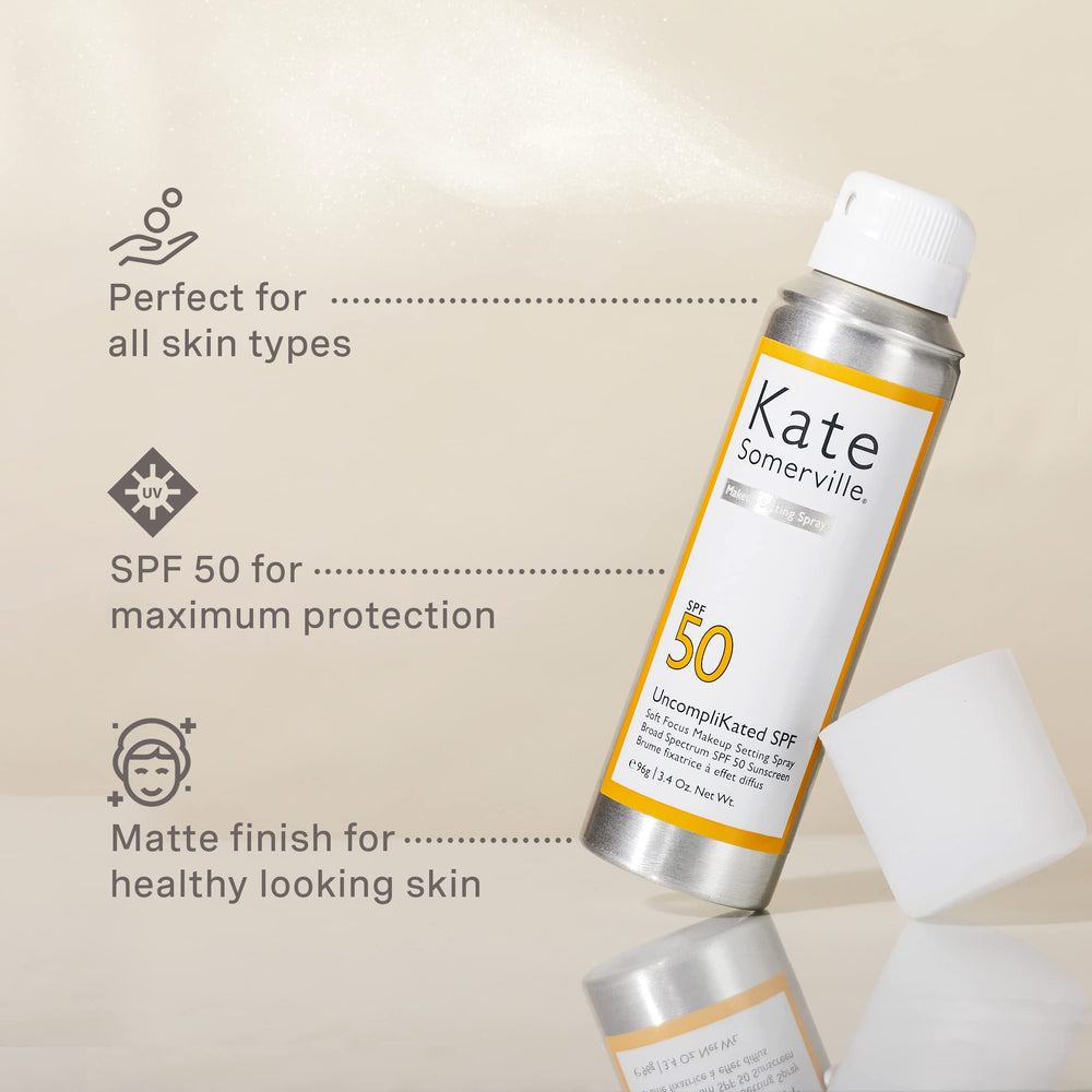 Kate Somerville SPF50 label closeup highlights broad protection at a glance.