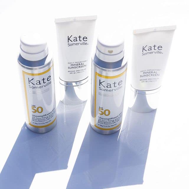Kate Somerville SPF50 skin after application with comfortable non-greasy feel.