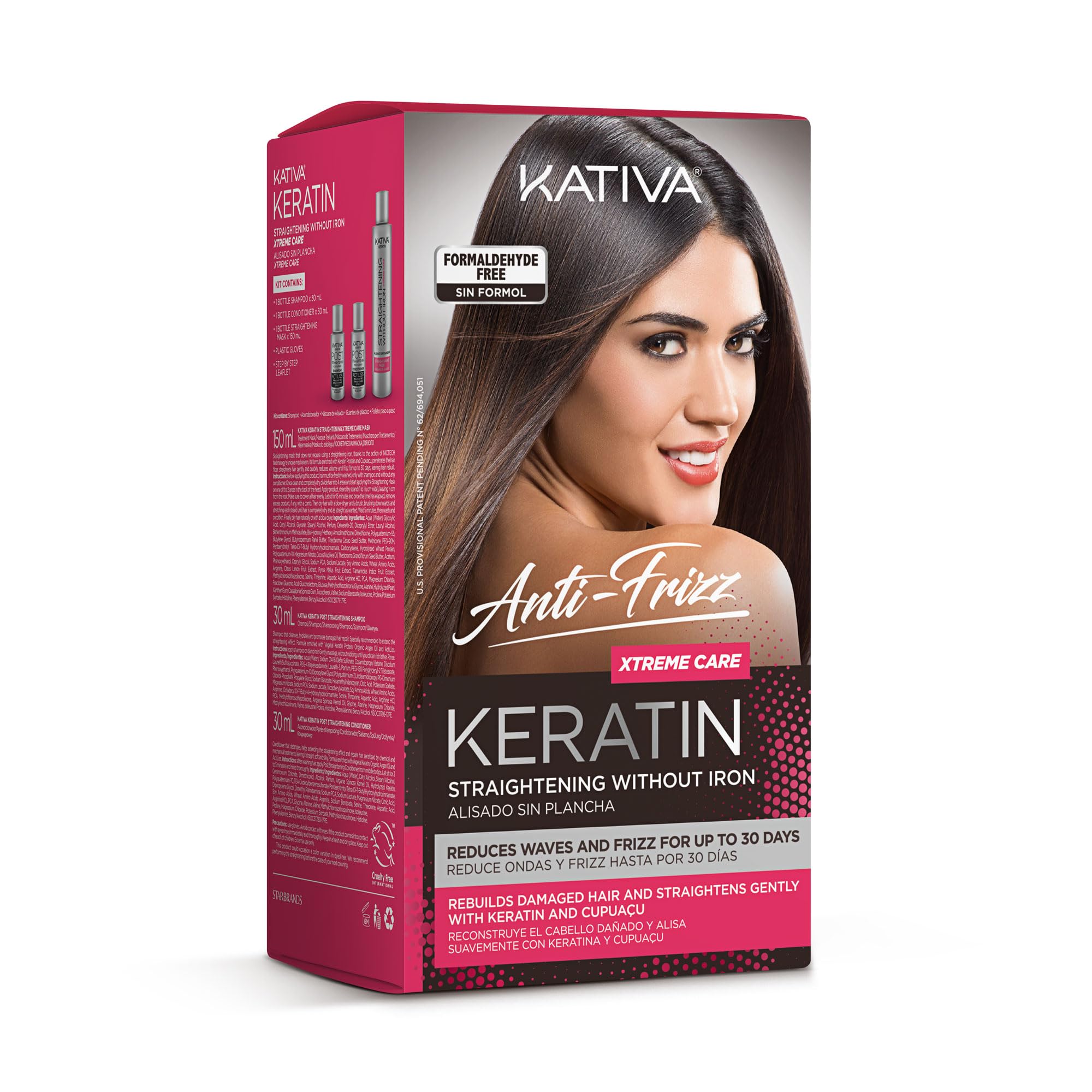 KATIVA Anti-Frizz Xtreme Care bottle for long lasting frizz control and shine