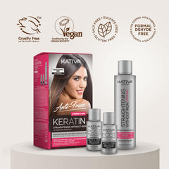 KATIVA Anti-Frizz Xtreme Care kit box for at home salon inspired results