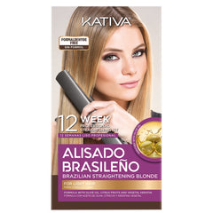 KATIVA blonde-kit box and brush for at-home professional straightening results