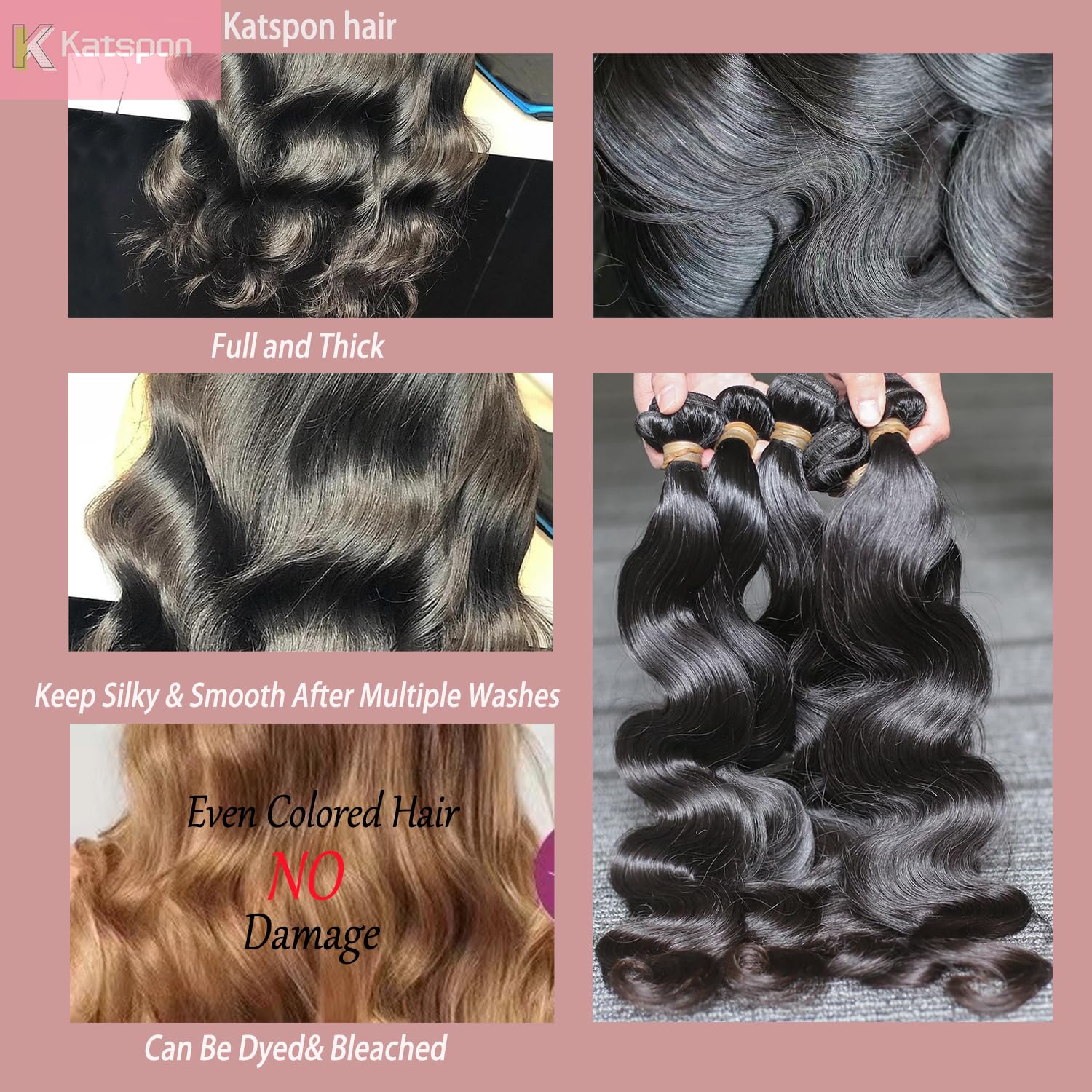 Katspon 26-inch body wave hair ends closeup reveals thick, healthy ends